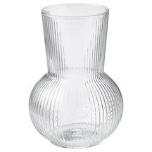 Çizgili Cam Vazo Yükseklik 17 Cm Şeffaf Çiçek Vazosu Ikea Vazo