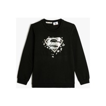 Koton Superman Kapşonlu Sweatshirt Lisanslı Baskılı Siyah 4wkb10640tk 4WKB10640TK999
