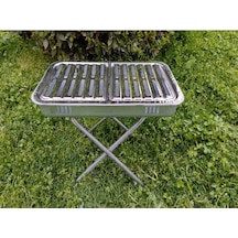 Paslanmaz Dumansız Ayaklı Mangal Hertür Et+tavuk+közleme İçin Krom Oluklu Köfteci Izgara Mangal 50cm, Abn2504252203 1.0 Beyaz Gri