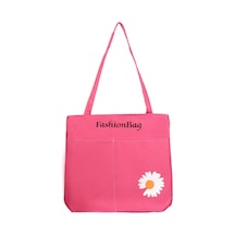 Toz Vintage Mini Papatya Desenli Fermuarlı Bez Omuz Kol Çantası Pembe