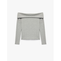 Koton Kaşkorse Slim Fit Uzun Kollu Açık Omuz Tişört Gri 6wak50054ek Gri Koton Kaşkorse Slim Fit Uzun Kollu Açık Omuz Tişört Gri 6wak50054ek Gri