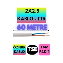 Öznur 2x2,5 Ttr Kablo Beyaz Metre Seçenekli - 60 Metre