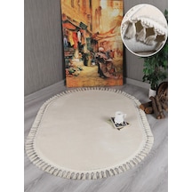 My Evilla Modern Dekoratif Kaymaz Taban Rabbit Oval Örgü Saçaklı 001