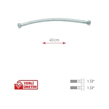 Paslanmaz Çelik Flex Hortum 1/2 - 1/2 Şofben Ve Tesisat Bağlantı Hortumu 40 Cm Gri Diğer