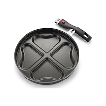 Papilla Redio Romantik 24 Cm Kalpli Pankek Ve Omlet Tavası - 4 Gözlü, Çıkarılabilir Saplı Yanmaz Yapışmaz Bölm Çok Renkli