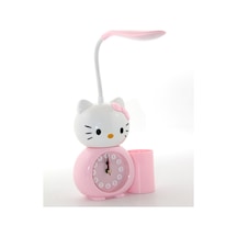 Hello Kitty Masa Lambası Saat Ve Kalemlik Pembe