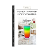 Özel Üretim Cep Boy Dinleti Bahçe Bluetooth Hoparlör Rgb Işıklı Bts-1953 Beyaz