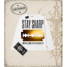 Tarzsokak Gotik & Grunge Streetwear Stay Sharp Long Sleeve Beyaz
