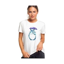 My Neighbor Komşum Totoro Baskılı Beyaz Kadın Tshirt (534307391)