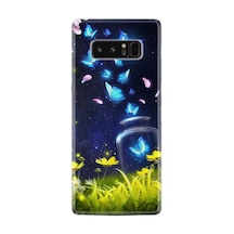 Samsung Galaxy Uyumlu Note 8 Kılıf Desenli Silikon Güzel Kılıf Neon Butterflys 1309