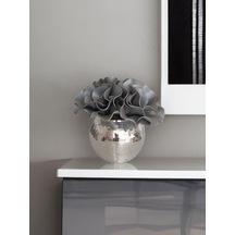 Işıltı Home Desing Aynalı Yuvarlak Cam Vazo Orta Boy Gri
