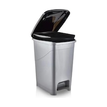 Umbex Pedallı 25 Litre Gri Banyo Mutfak Çöp Kovası Çöp Kutusu Siyah Kapaklı Beyaz