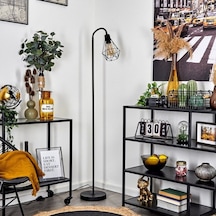 Riolight Retro Siyah Kafes Metal Lambader Köşe Lambası(550610856)