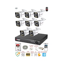 Fury 8 Kameralı Full Hd Gece Renkli - Su Geçirmez Ultra Led Güvenlik Kamerası Seti 320gb