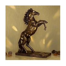 Veronese Bronz Renk Işıklı Şahlanmış At Figürü 28cm