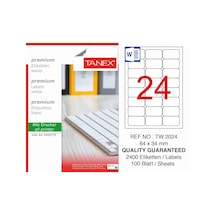 Tanex Tw-2024 Beyaz Adresleme ve Postalama Etiketi 64 MM X 34 MM
