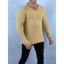 Modefendi Yüksek Kalite Çelik Örme Oversize Kazak Sarı