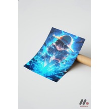 One Piece Mavi Enerji Poster, Çerçevesiz Yüksek Kalite Duvar Afişi - Anime Severlere Özel Hediye