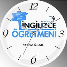 Kişiye Özel The Best Of İngilizce Öğretmeni Çap 30cm Sessiz Akar Bombeli Gerçek Cam Duvar Saati Çok Renkli