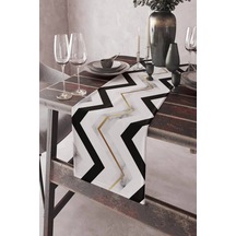 Gold Zigzaglı Desen Premium Masa Örtüsü Runner Rnr156n11