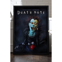 Death Note Siyah Ahşap Çerçeveli Poster, Anime Duvar Tablosu