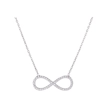 Sonsuzluk Küçük Model Zirkon Taşlı 925 Ayar Gümüş Kadın Kolye Gümüş - Rodyum