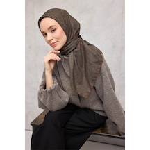 Silk Home Pamuk Polyester Soft Eşarp Geometrik Desen Taba 90x90 Çok Renkli