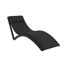 Omnipazar Trk-087 Siesta Minderli Yastıklı Lüks Ergonomik Slim Şezlong Siyah Siyah