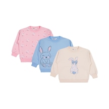 Civil Girls Tavşan Baskılı 3'lü Set 2-5 Yaş Sweatshirt Çok Renkli