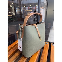 Just Polo Kadın Gofraj Baskılı Büyük Boy El Çantası 4028 Yeşil Camel 63833669