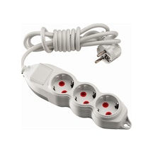 Mono Orion 3'lü Topraklı Grup Priz 5 Metre (3*1) Beyaz