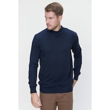 Basic Dinamik Fit Rahat Kesim Yarım Balıkçı Yaka Triko Kazak 99kc017002308 İndigo