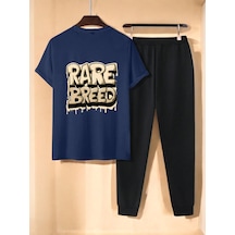 Uyguntarz Unisex Rare Breed Baskılı Eşofman Takımı Lacivert