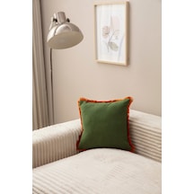 Swita Home Saçaklı Tek Renk 43x43 Kırlent Kılıfı Yeşil - Turuncu