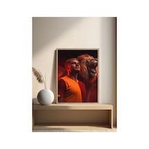 Aslan Mauro Poster Tek Parça Doğal Ahşap Çerçeveli Tablo Çok Renkli - 839038106 Çok Renkli