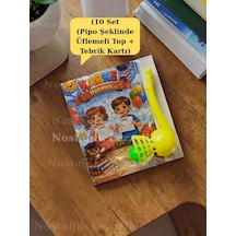 Karne Hediyesi 10 Set Pipo Şeklinde Üflemeli Top Ve Tebrik Kartı