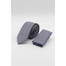 İmza Gri - Mavi Desenli 6 Cm Kravat 1090255121