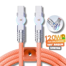 6018 Type C To Hızlı Şarj Data Kablosu Çevirici Dönüştürücü Adaptör 180 Döner 120w 2m