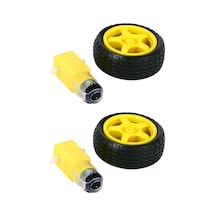 3-6v Redüktörlü Arduino Uyumlu Dc Sarı Motor Ve Tekerlek - 2'li Set