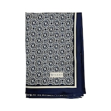 Vakko Twill İpek Şal - Helezon Monogram - Lacivert Krem Krem- Lacivert