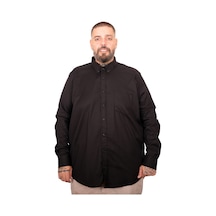 Mode Xl Büyük Beden Erkek Gabardin Gömlek Cepli 25604 Sıyah Siyah