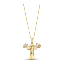 Çgk Çiğdem Gürel Kuyumculuk Taşlı Kalpli Model Altın Kolye Gold