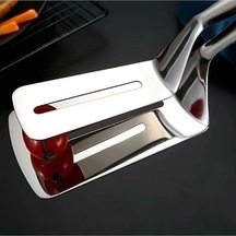 Trendooze Gaojunshop01 Gümüş Paslanmaz Çelik Spatula Seti Yapışmaz Maşalar Gümüş