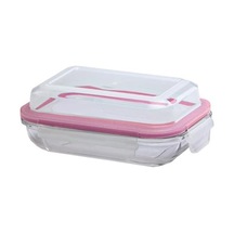Primanova Dikdörtgen Plus Cam Saklama Kabı 350 Ml Pembe