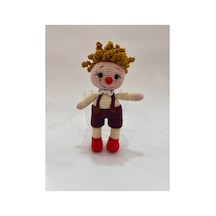 El Yapımı Organik Pamuk Amigurumi Palyaço Bebek 27 Cm Mor