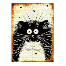 Tablomega Ahşap Mdf Puzzle Yapboz Siyah Ve Beyaz Sevimli Kediler