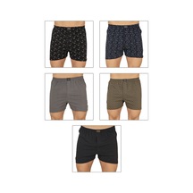 Özkan Underwear Özkan 11810 5'li Paketli Erkek Pamuklu Esnek Yumuşak Desenli Penye Boxer Şort Külot DESENLİ