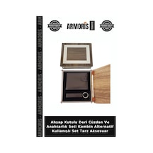 Armoris Ahşap Kutulu Deri Cüzdan Ve Anahtarlık Seti Kombin Alternatif Kullanışlı Set Tarz Aksesuar Çok Renkli