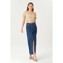 Koyu Mavi Yüksek Bel Patı Fermuarlı Yırtmaçlı Etek Ucu Kesik Maxi Jean Etek C 4532-051 Koyu Mavi Koyu Mavi Yüksek Bel Patı Fermuarlı Yırtmaçlı Etek Ucu Kesik Maxi Jean Etek C 4532-051 Koyu Mavi