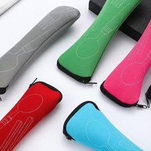 Turuncu Çatal Bıçak Takımı Saklama Çantası Sofra Bezi Fermuar Depolama Tasarımı Taşınabilir Yıkanabilir Çanta Çatal İçin Kese